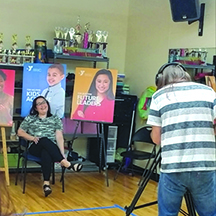 Photo by Wendy Fisher. Interviewing Tiffany Joslin of the YMCA of Greater Nashua, one of the 7th Annual Meri Goyette Arts Awards recipients, for ArtWeek Nashua 2020. ArtWeek will be Oct. 17-25 and will air on Access Nashua, who is also filming most of the pieces.