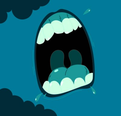 illustration of open mouth screaming