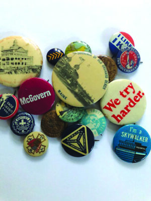 assortment of old pin buttons