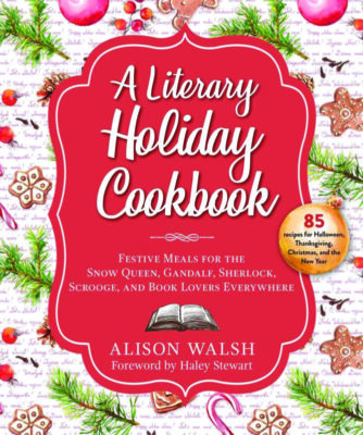 festive book cover for A Literary Holiday Cookbook