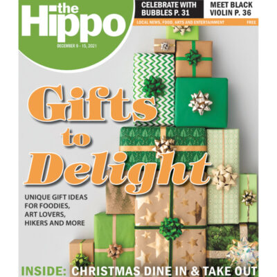 front page to Hippo, showing stack of gift boxes