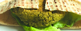 falafel burger with lettuce in pita bread
