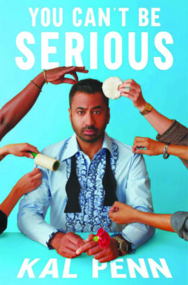 cover of book You Can't Be Serious, image of author sitting while hands fix his shirt, hair, and makeup