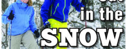 front page featuring couple snowshoeing