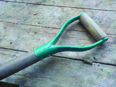 I like shovels with a D-handle for a good grip.Photo by Henry Homeyer.