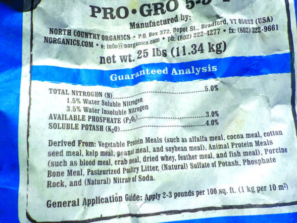 bag of organic fertilizer