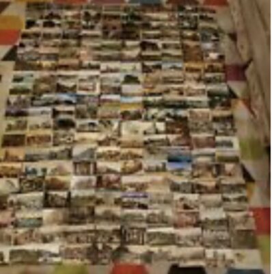 postcards laid out in rows