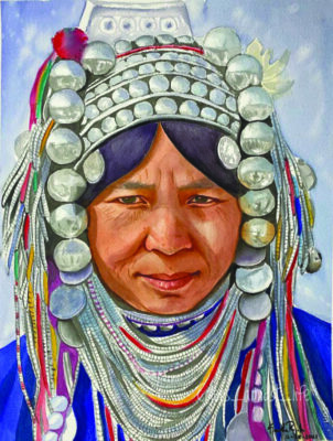 painting of Indigenous person in traditional headress