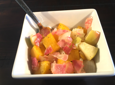 apple and squash salad in bowl