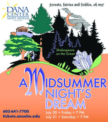 poster for production of Midsummer Night's Dream featuring illustrated forest
