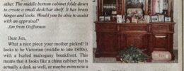 clipping from previous Hippo showing Treasure Hunt article about large wooden hutch
