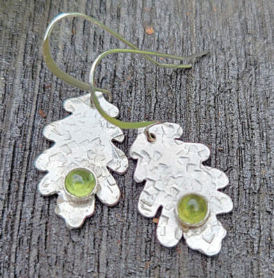 Silver oakleaf earrings