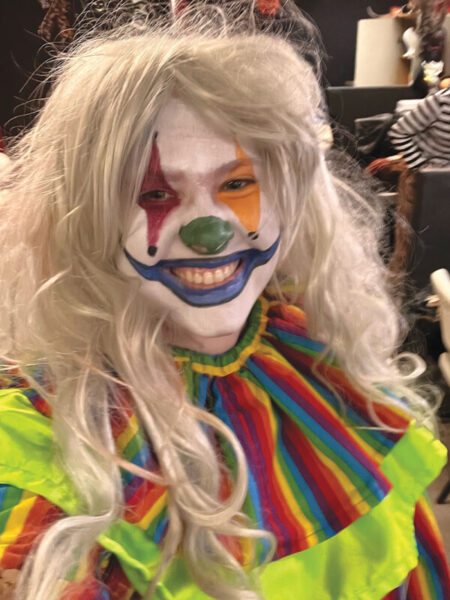 Hippo reporter Katelyn Sahagian in a clown costume. Courtesy photo.