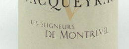 Closeup of the label for Domaine de la Charbonniere Vacqueyras - Nothing to report, no fun graphics.