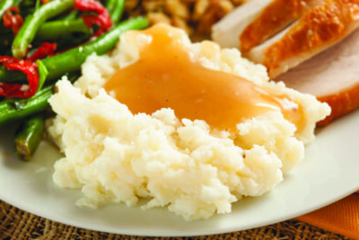 Homemade Organic Mashed Potatoes with Gravy for Thanksgiving