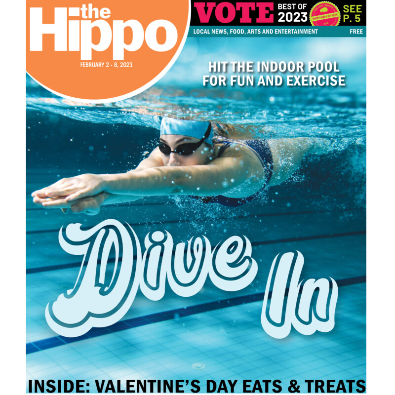 front page of Hippo, woman diving into indoor pool