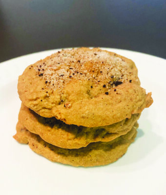 stack of 3 cookies on plate