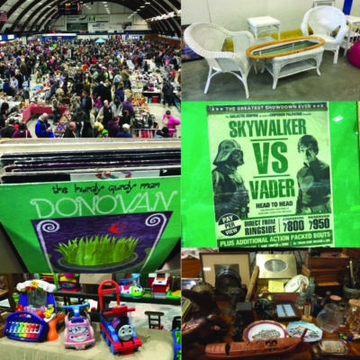 collage of items at yard sale