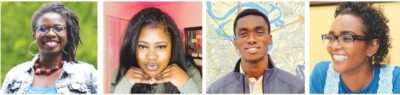 4 headshots of young black people who will be speaking about their experiences