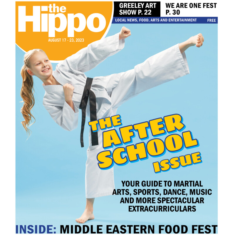 the hippo after school issue featuring photo of girl in gi doing karate kick