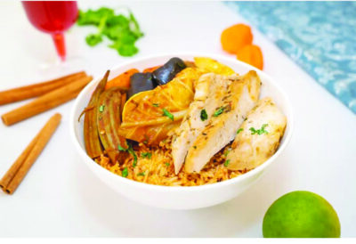 bowl with chicken and rice