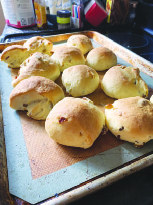 round buns sitting on baking pan