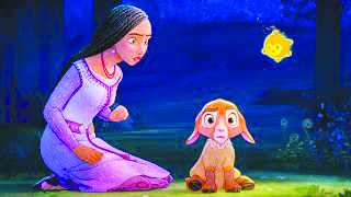 screenshot from Wish, showing female character kneeling beside small goat