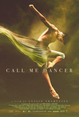 Poster for movie Call Me Dancer showing male dancer leaping with leg and arm extended and head bowed