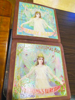 Vintage soap labels with woman that looks like an angel
