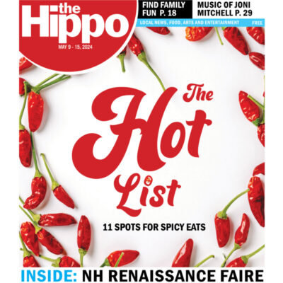 cover of the Hippo showing red hot peppers around the edges with text in the middle - The hot list