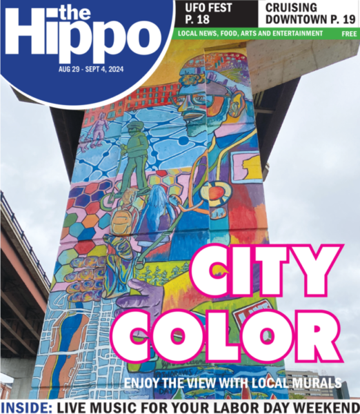 frontpage of the Hippo showing a pillar with a colorful mural, title text City Color