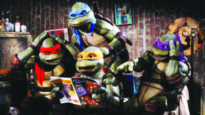 All four turtles from teenage mutant ninja turtles from the 90's