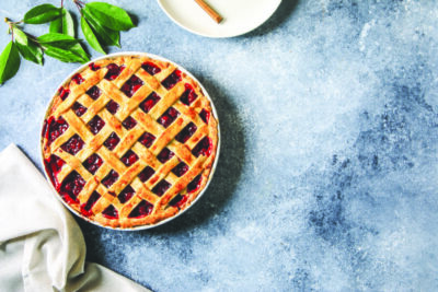 Tasty homemade American cherry pie. Delicious Homemade Cherry Pie with a Flaky Crust