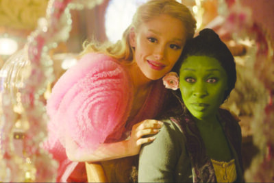 L to R: Ariana Granda is Glinda and Cynthia Erivo is Elphaba in WICKED, directed by Jon M. Chu