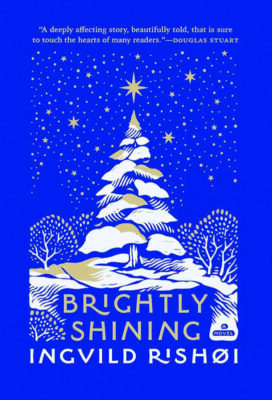 A blue book cover with a gold and white depiction of a Christmas tree