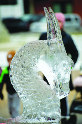 An ice sculpture of dragon head