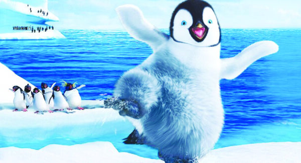 A happy dancing penguin from the movie Happy Feet