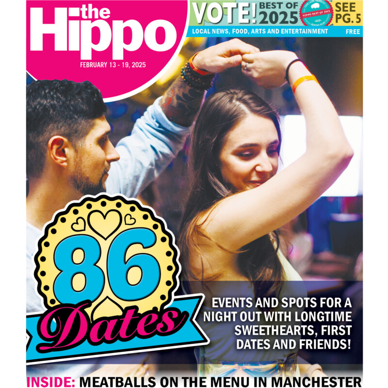 A Hippo cover where a couple dances together behind a promotion for 86 dates