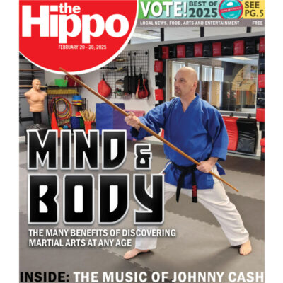 A HIPPO cover about martial arts, set inside a dojo with a staff wielding master