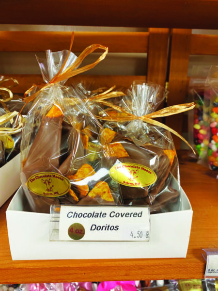 Chocolate-covered Doritos at The Chocolate Moose. Photo by John Fladd.