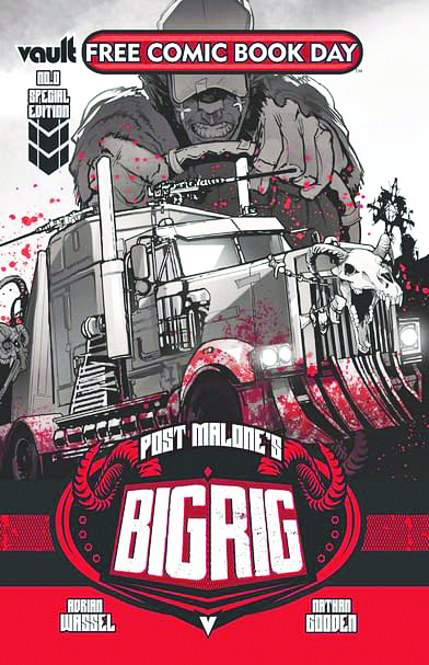 front cover of comic book showing man driving car