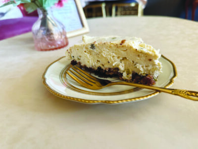 A savory (not sweet) slice of cheesecake.