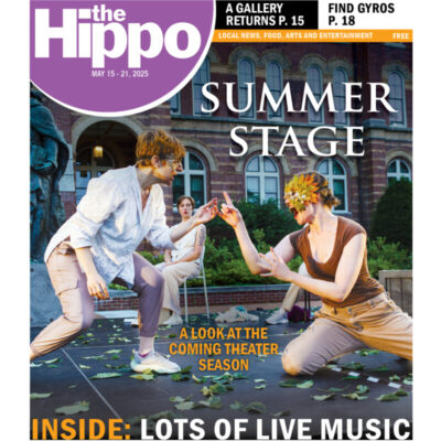 A Hippo cover where two masked actors pose dramatically in angry postures at each other