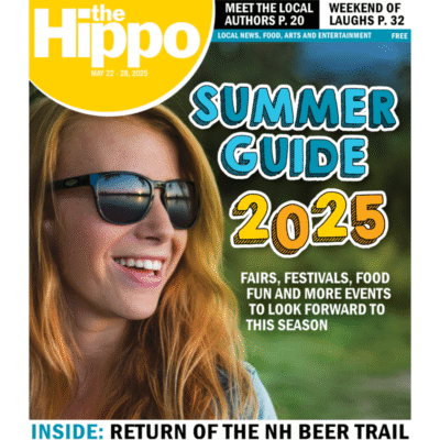 Cover for the Hippo's summer guide showing young woman wearing sunglasses at sunset
