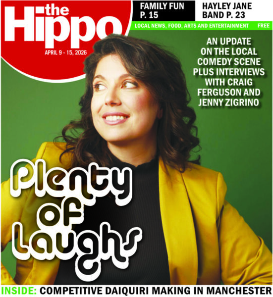 frontpage of Hippo showing woman smiling and looking to the side with the text Plenty of Laughs