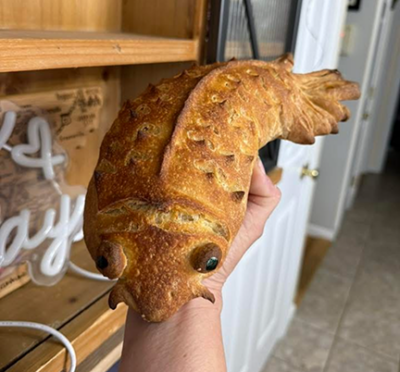 bread loaf in the shape of a fish