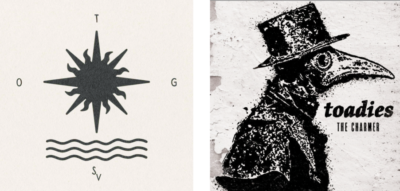 album covers for Slim Volume, Off The Grid and Toadies, The Charmer