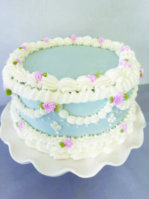 decorated cake sitting on plate