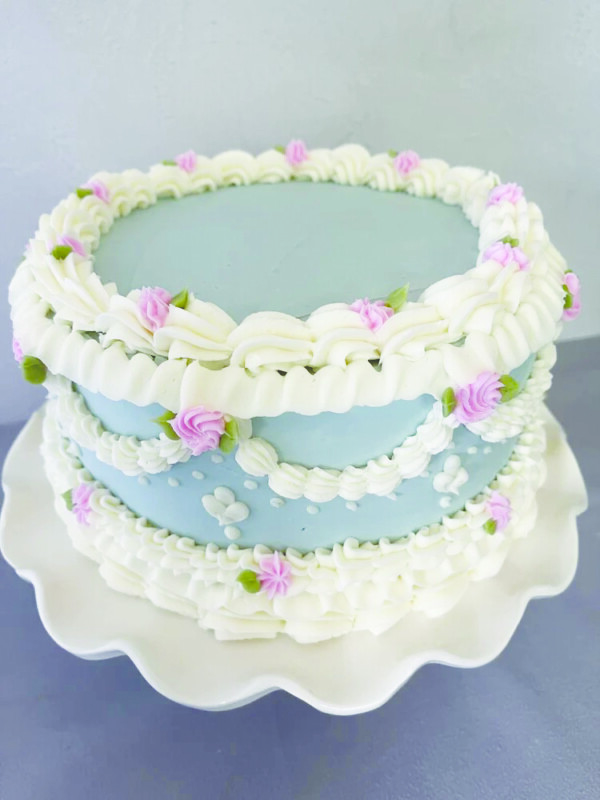 decorated cake sitting on plate