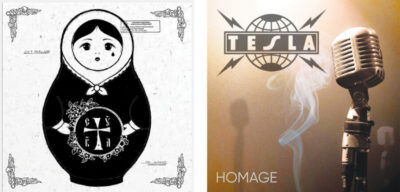 album covers for Pussy Riot, CYKA and Tesla, Homage